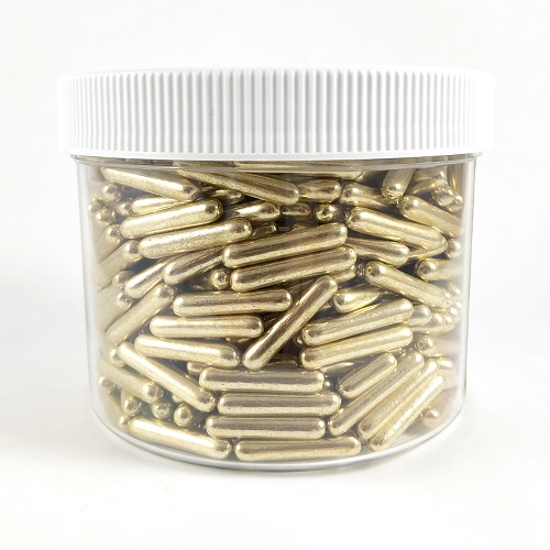 Gold Macaroni Rods - 250 Gram Jar by Confectioners Choice