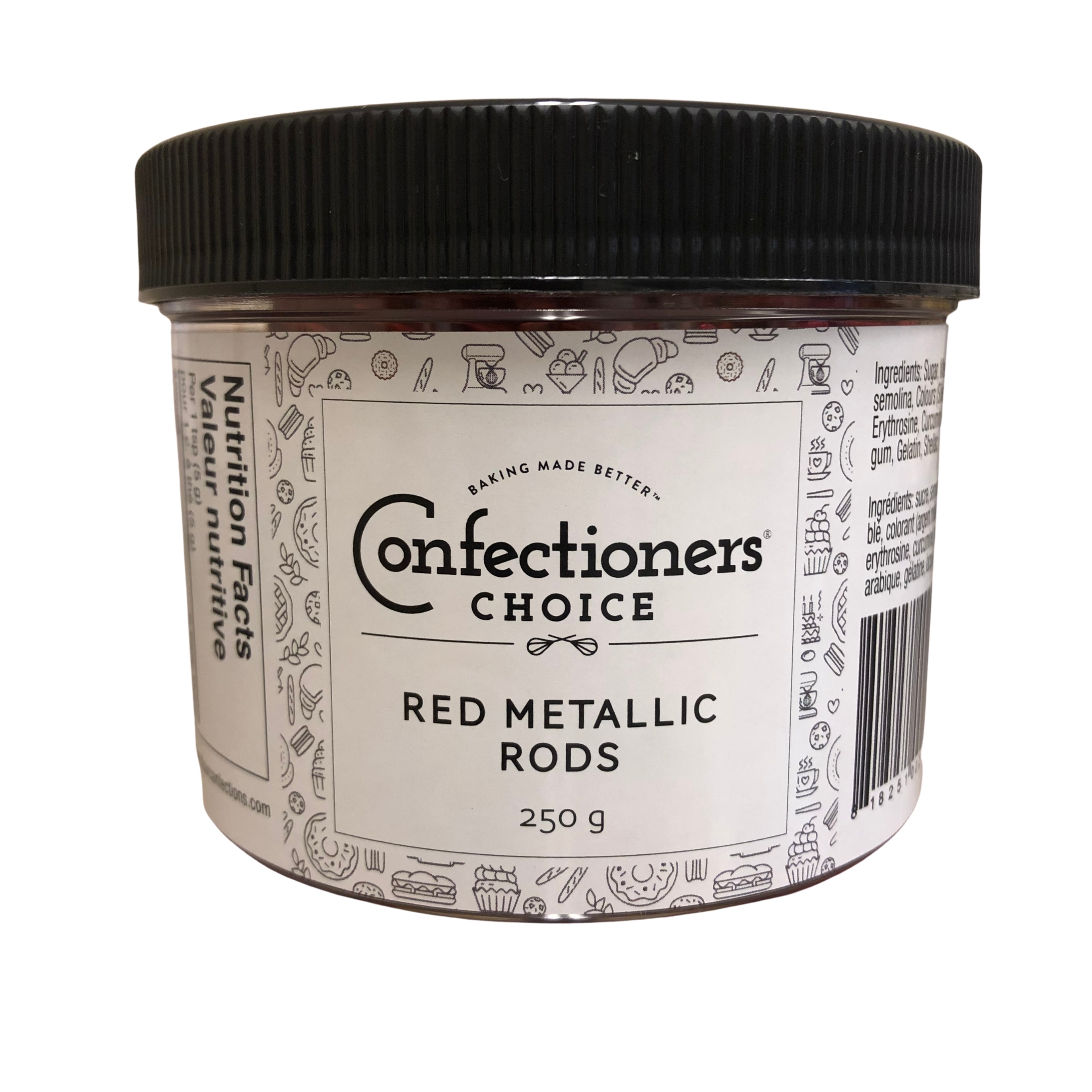 Red Macaroni Rods - 250 Gram Jar by Confectioners Choice