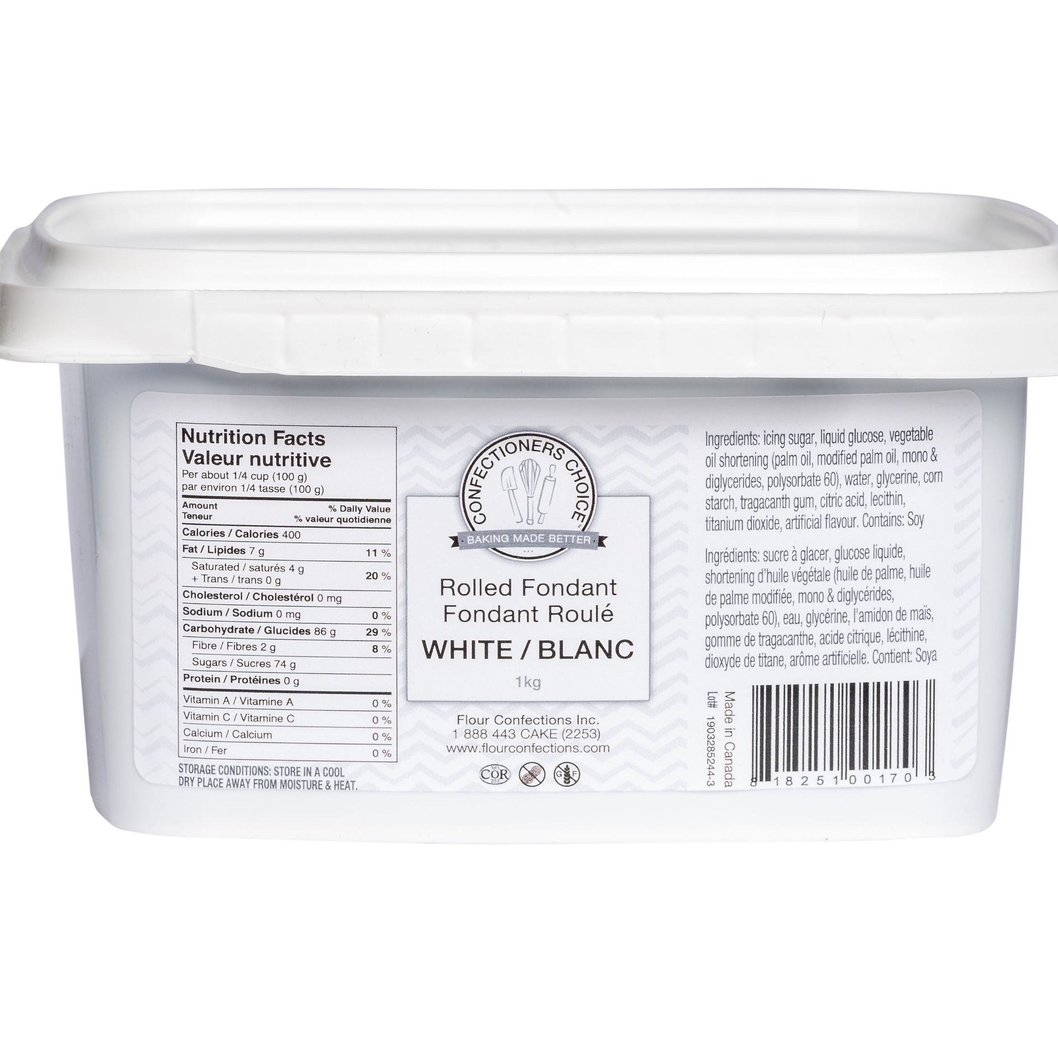 Confectioners Choice White Rolled Fondant 2.2lbs (1KG)
