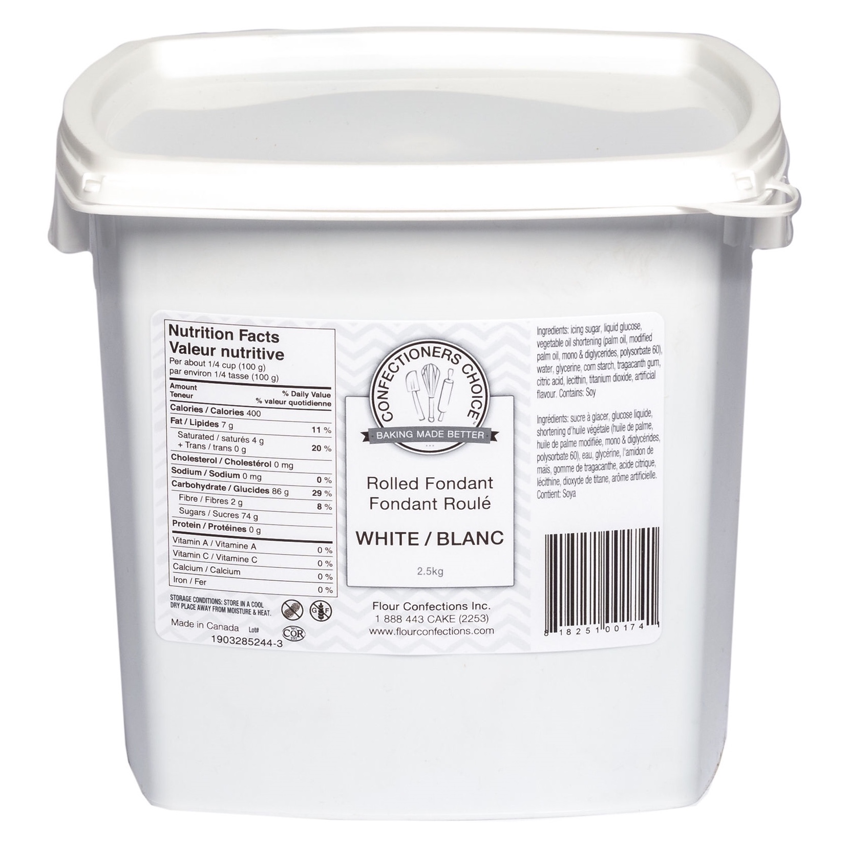 Confectioners Choice White Rolled Fondant 5.5lbs (2.5kg)